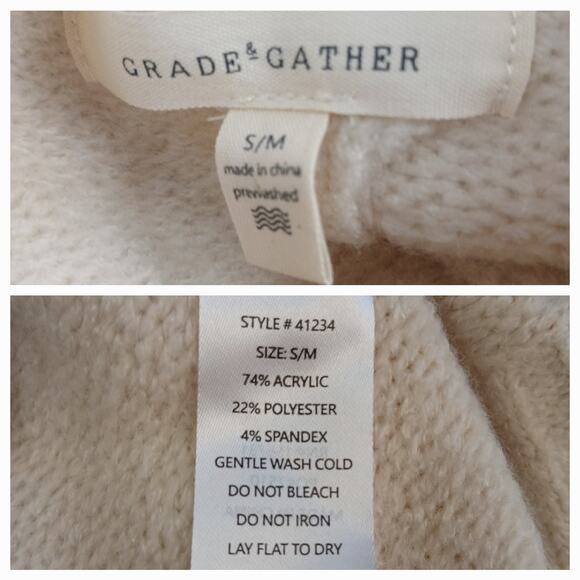 Grade & Gather Women's SZ S/M Poncho Sweater With Fringe Ivory Style 41234 - Picture 5 of 5